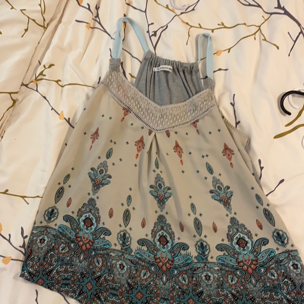 Teal and pink dressy tank top